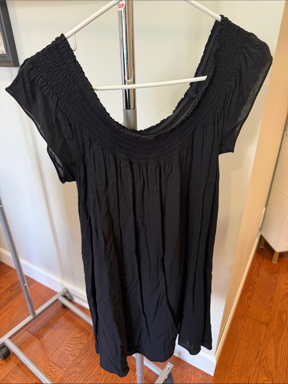 Talula Black Smocked-Neck Tunic Dress